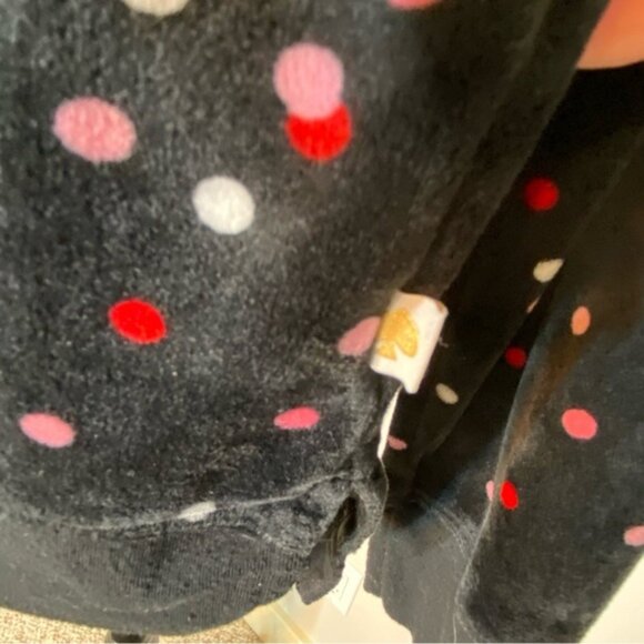 KATE SPADE Womens Velour Polka Dot Pajama Top Long Sleeve Velvet Loungewear - Picture 8 of 10